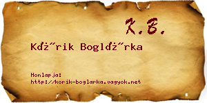 Kórik Boglárka névjegykártya