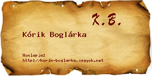 Kórik Boglárka névjegykártya